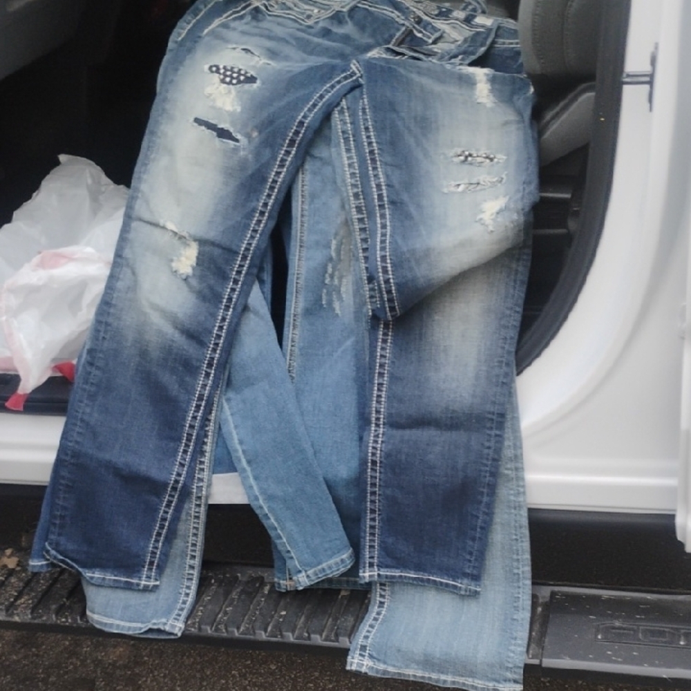 Miss Me Blue Straight Jeans Distressed Vintage